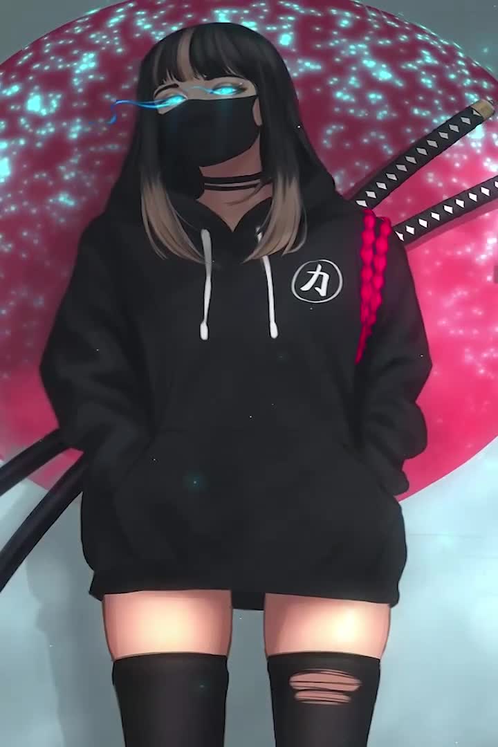 Download Katana Masked Girl For iPhone Wallpaper