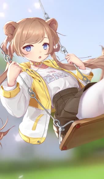 Download Girl On Swing Anime Iphone Wallpaper