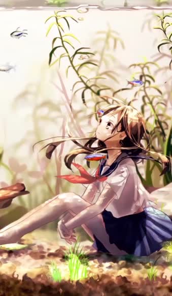 Download  Live Phone Girl Inside Aquarium Anime Wallpaper For iPhone And Android