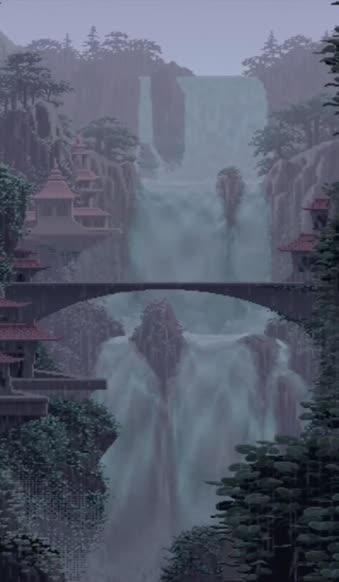Download Android  iOS iphone Mobile Rainy Day Pixel Nature Waterfall Free Live Wallpaper