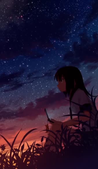 Download Live Phone Starry Night Sky Anime Wallpaper For iPhone And Android