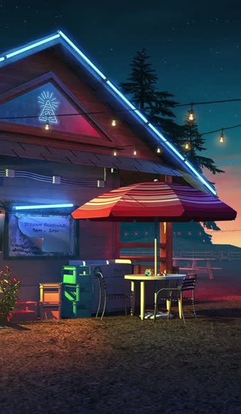 Download Cool lone wolf cafe in the forest iphone wallpaper aesthetic