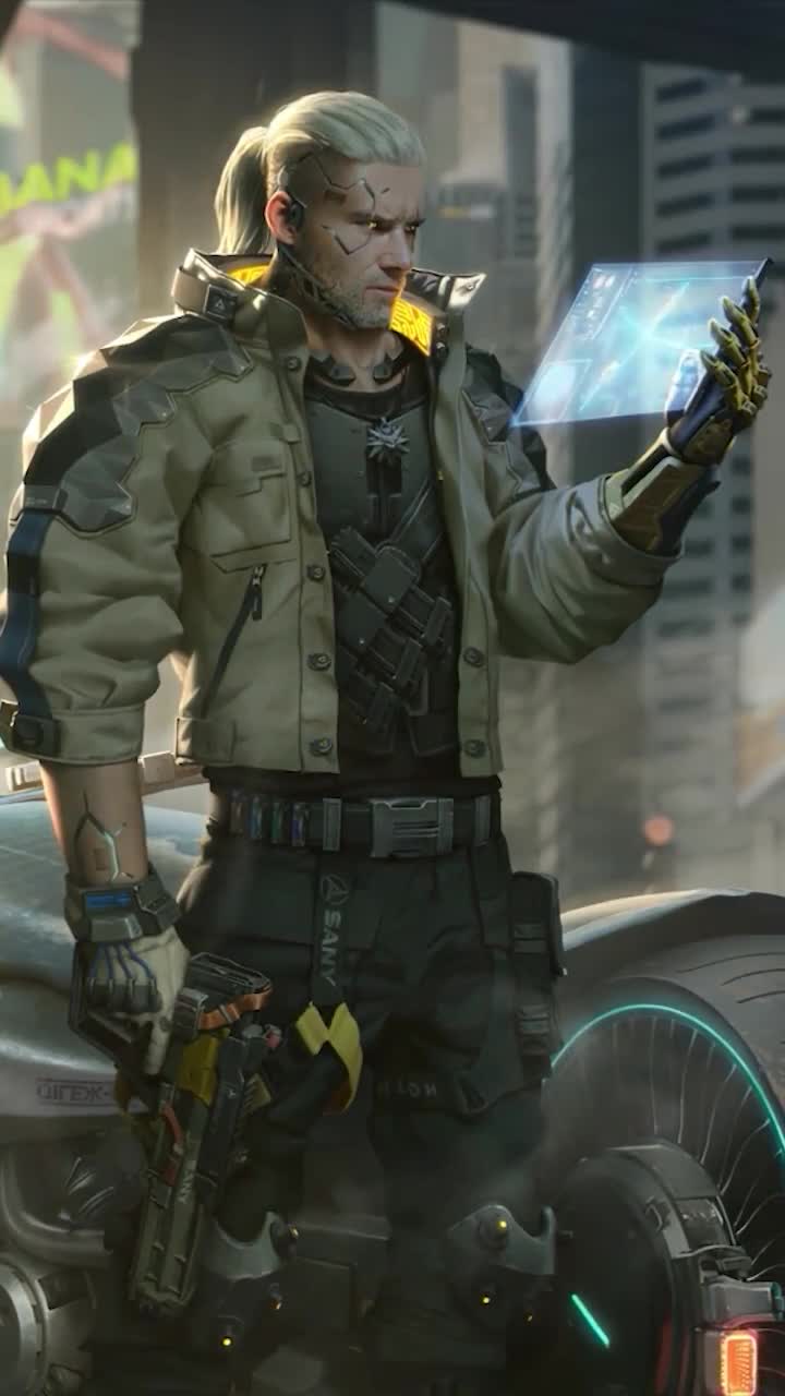 Download iPhone And Android Geralt In Cyberpunk 2077 Phone Live Wallpaper