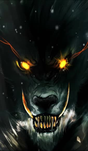 Download iPhone and Android Fantasy Black Wolf Phone Live Wallpaper