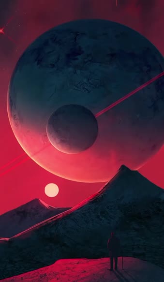 iPhone Android Night Sky Red Planet Fantasy Free Phone Live Wallpaper ...