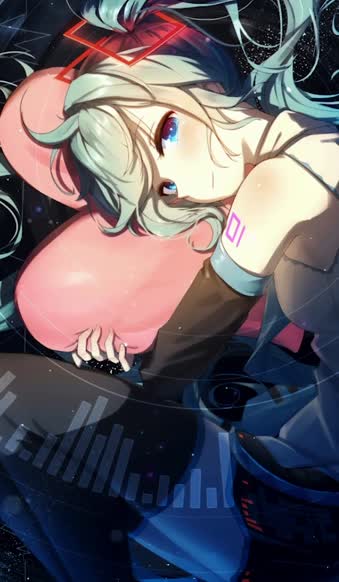 Download iPhone And Android Hatsune Miku Hugging A Heart Stuffed Phone Live Wallpaper