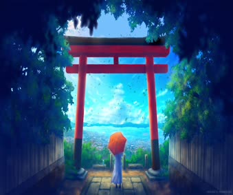 Download Torii Gate Anime Girl Wallpaper