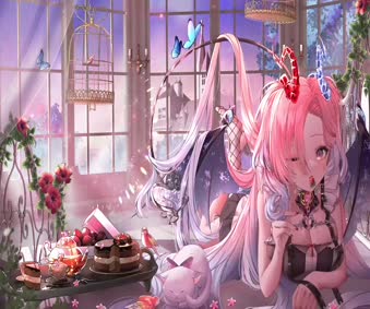 Download 2K Anime Girl Demon Vtuber Cayena Hakaba Live Wallpaper