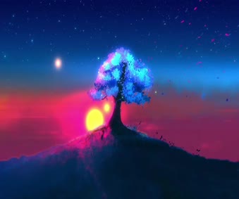 Download 2K Sunset Maple Tree Scenery Live Wallpaper