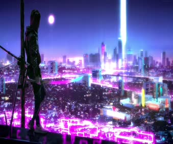 Download 2K Samurai Cyberpunk Neon City Live Wallpaper