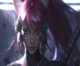 Download Live Cyberpunk Samurai Catgirl Wallpaper