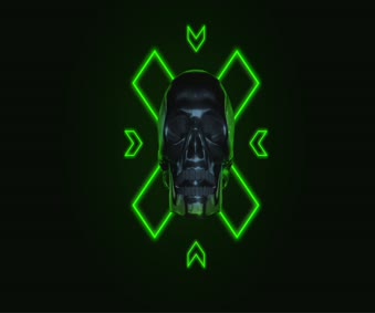 Download Live Metallic Neon Skull Wallpaper