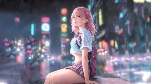 Download Girl in Rain Lively Wallpaper