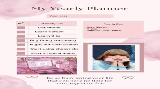 Download Pink Watercolor Minimalist Lined Yearly Planner