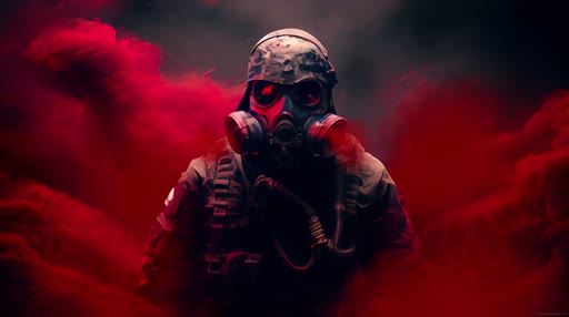 Download Gas Mask Red Smoke 4K Live Wallpaper