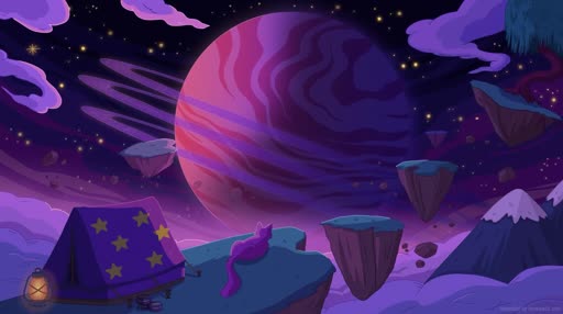 Download Purple Cat On Space Live Wallpaper