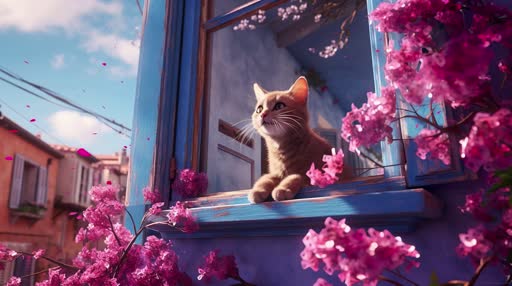 Download Kitty and Flower Petals Live Wallpaper
