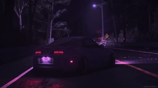 Download Toyota Supra Purple Neon Night Forest Road Live Wallpaper