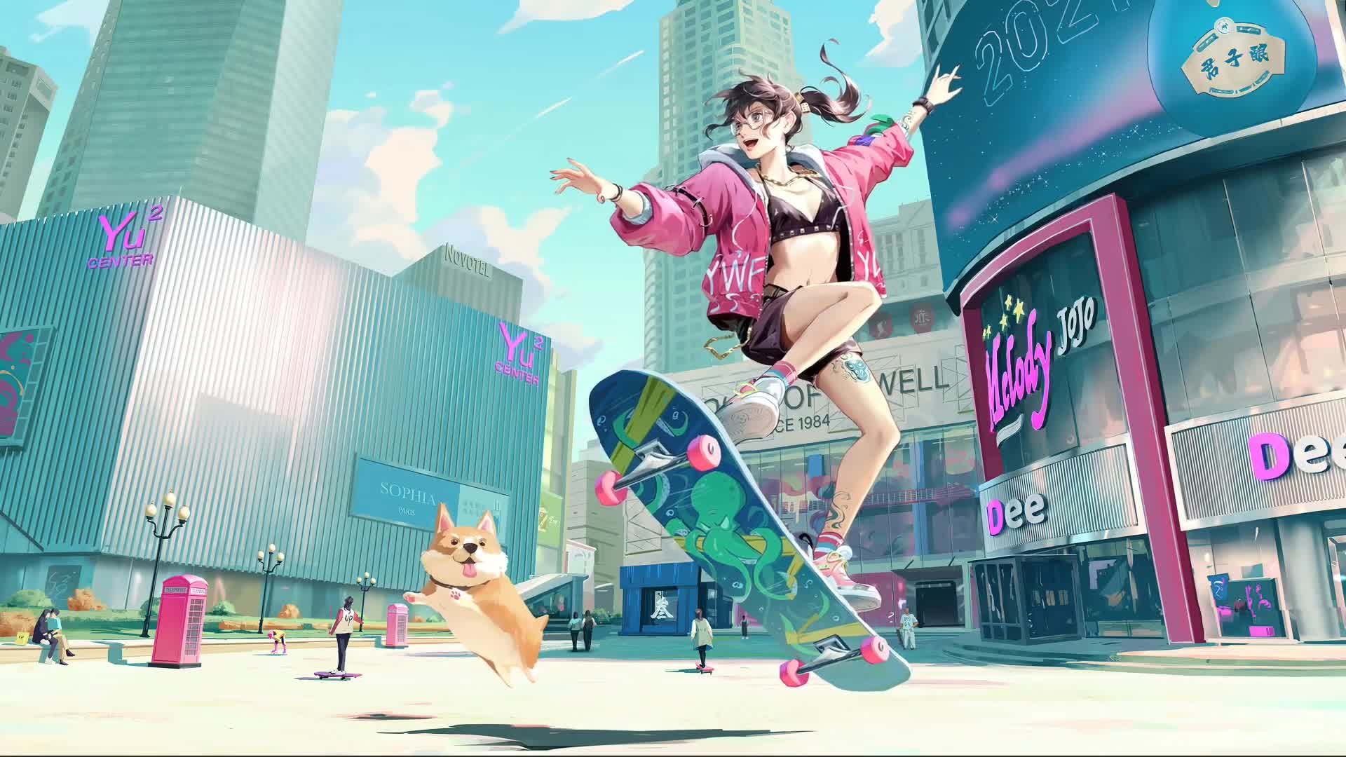 Download Girl On A Skateboard 1920x1080 Live Wallpaper